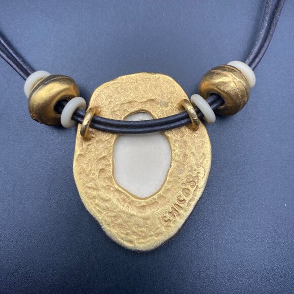 Signed Chico’s Kokopelli Artisan Pendant Necklace Gold Tone Southwestern 24" - Picture 4 of 6